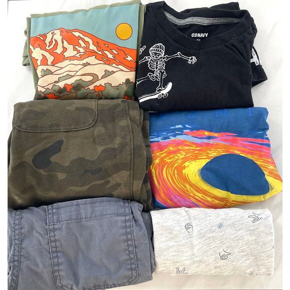 Kids Bundle Old Navy Boy Bundle, 3 T-Shirts, 1 Long Sleeve, 1 Joggers, 1 Shorts - Picture 1 of 16